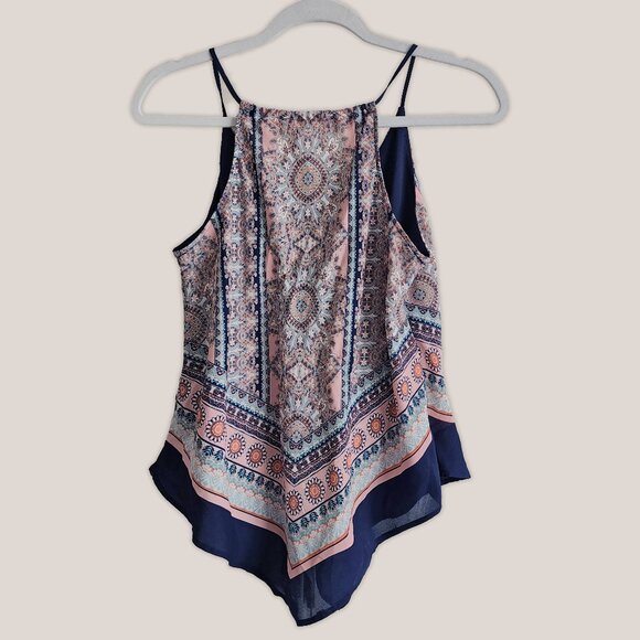 I.N. San Francisco Paisley Handkerchief Top in Pink and Blue - Picture 2 of 7